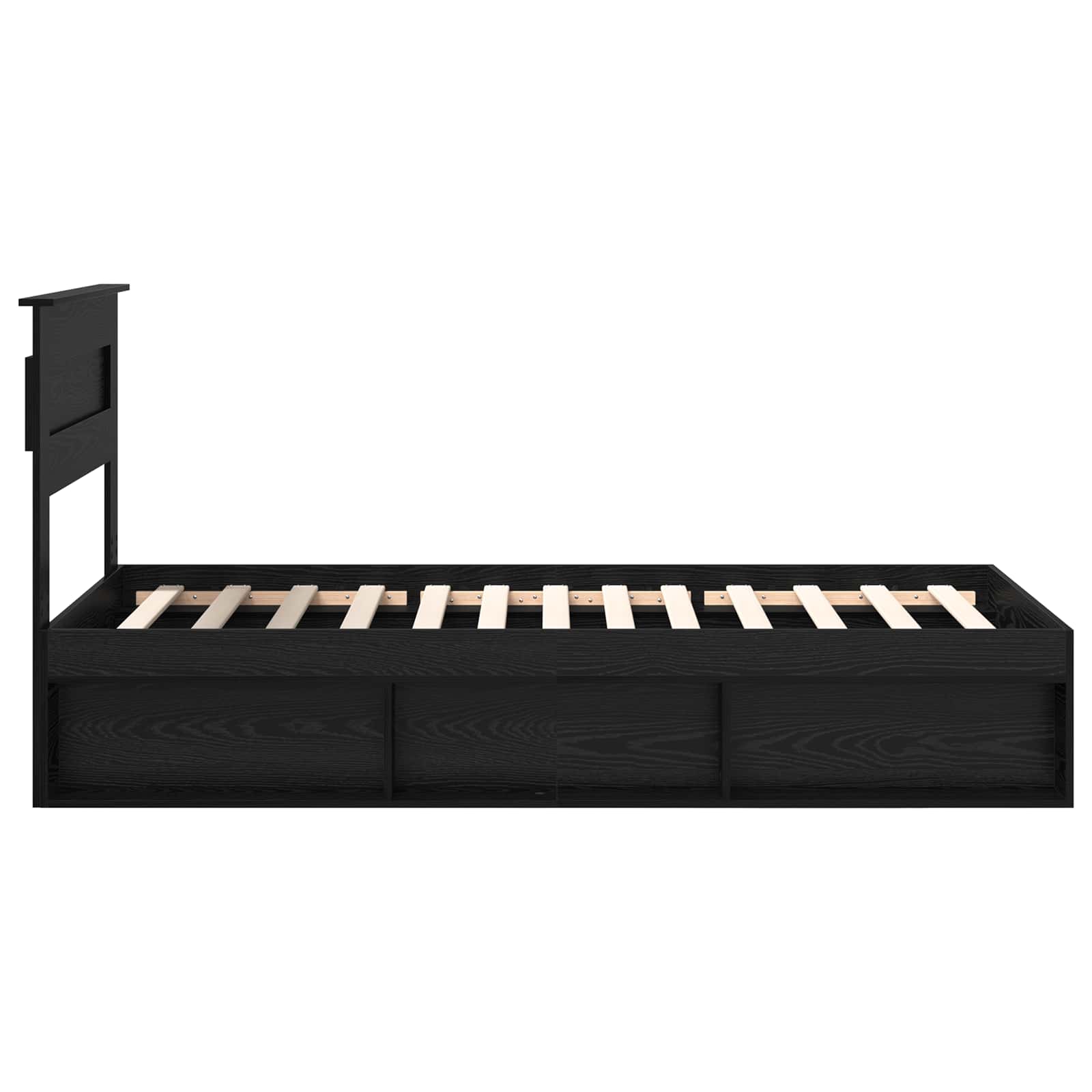 vidaXL Ramka łóżka Z zagłówkiem Czarny 75 x 190 cm Lite drewno sosnowe