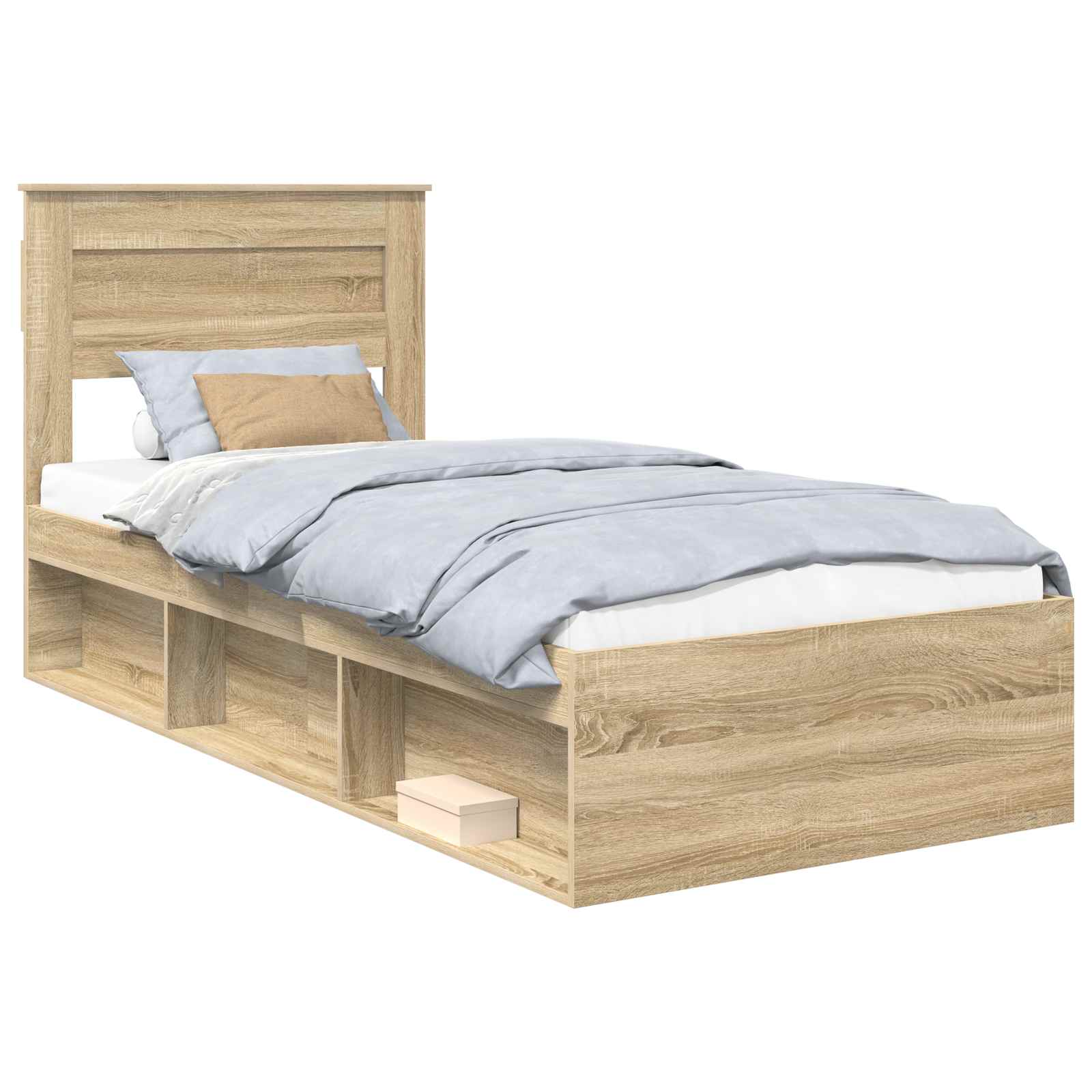 vidaXL Ramka łóżka Dąb Sonoma 75 x 190 cm Lite drewno sosnowe