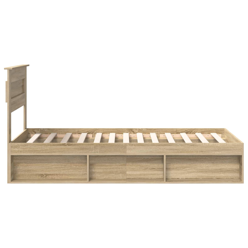 vidaXL Ramka łóżka Dąb Sonoma 75 x 190 cm Lite drewno sosnowe