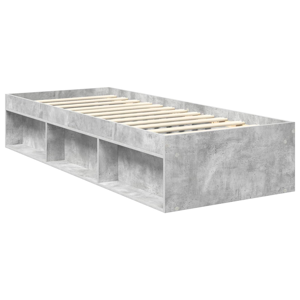 vidaXL Ramka łóżka Szary beton 75 x 190 cm Lite drewno sosnowe