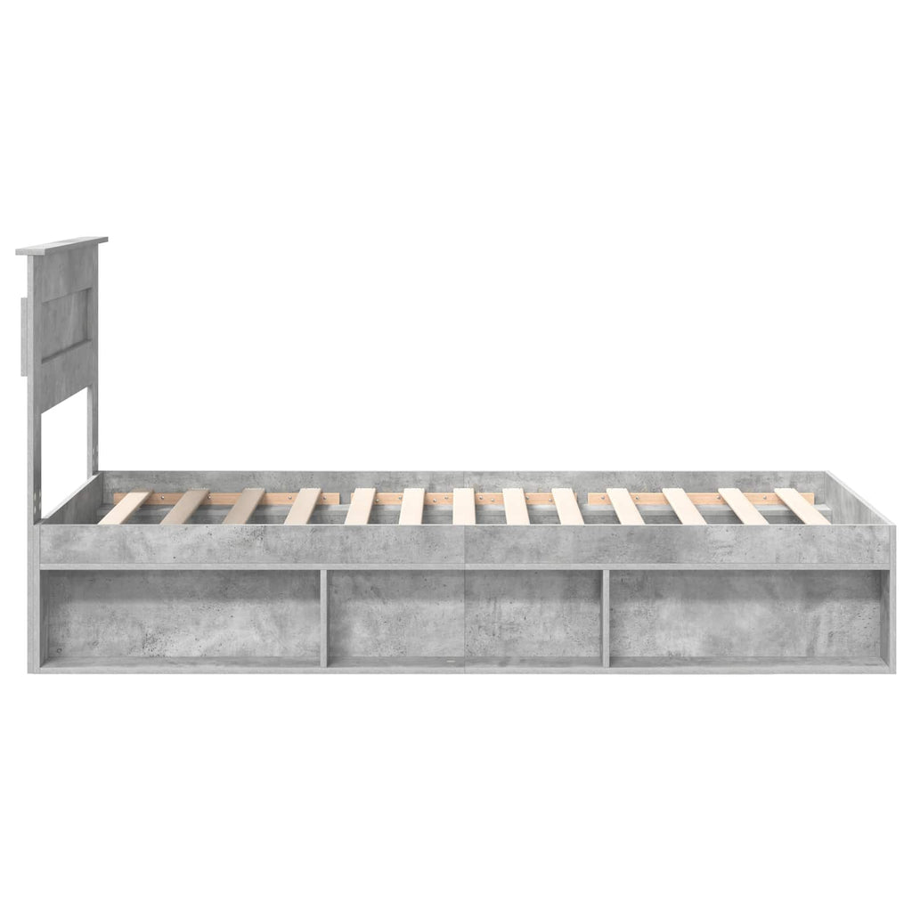 vidaXL Ramka łóżka Szary beton 75 x 190 cm Lite drewno sosnowe