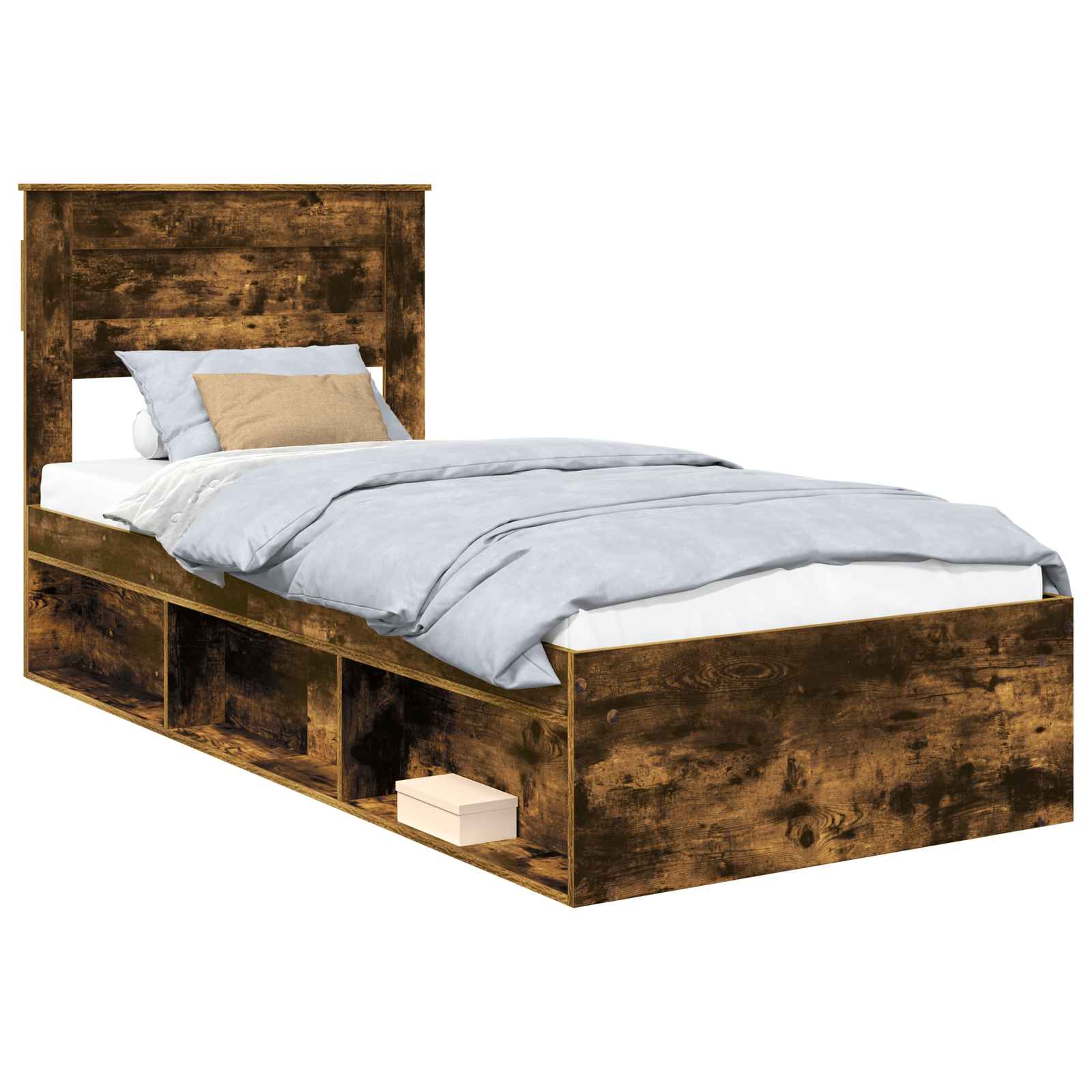 vidaXL Ramka łóżka Dąb wędzony 75 x 190 cm Lite drewno sosnowe