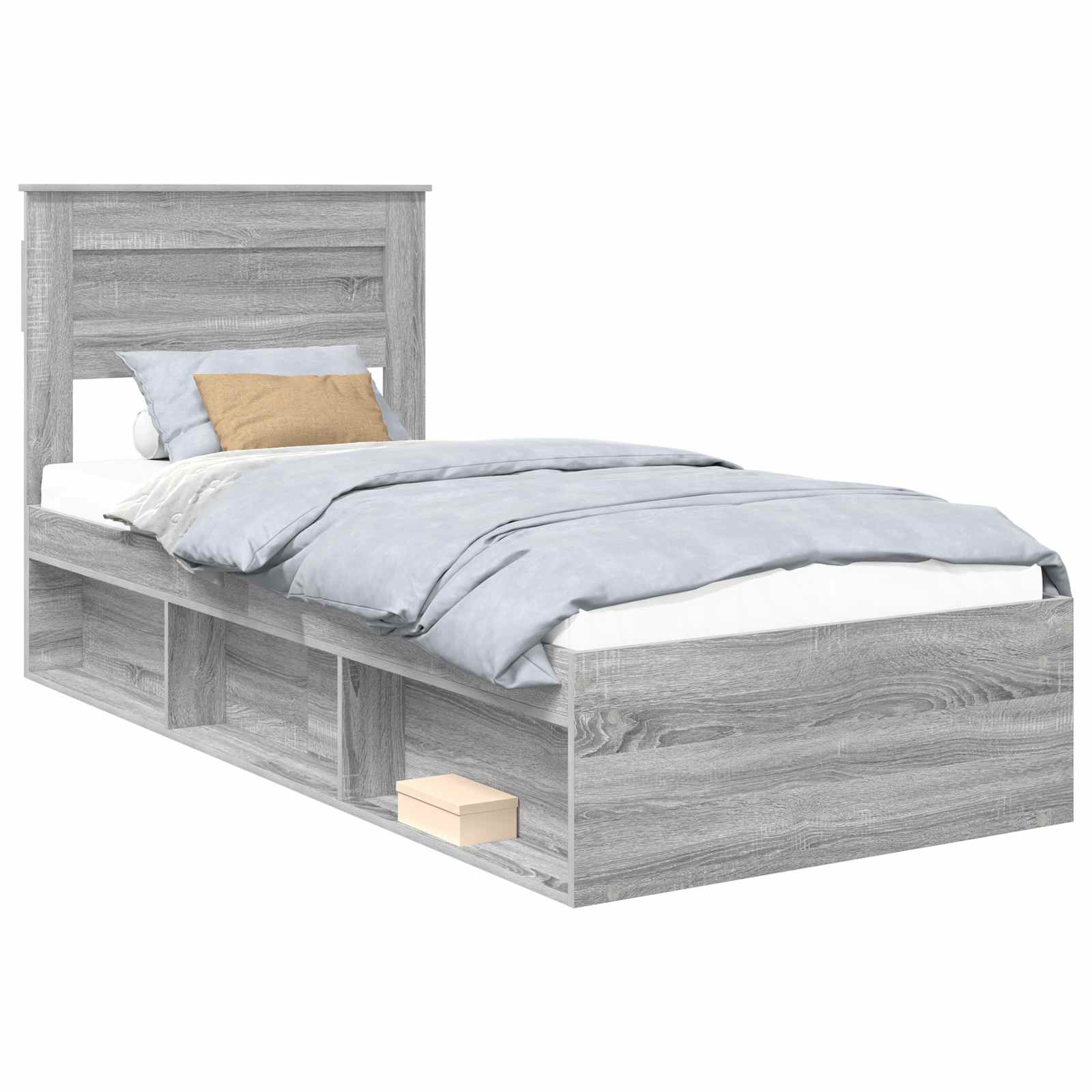 vidaXL Ramka łóżka Szary Sonoma 75 x 190 cm Lite drewno sosnowe