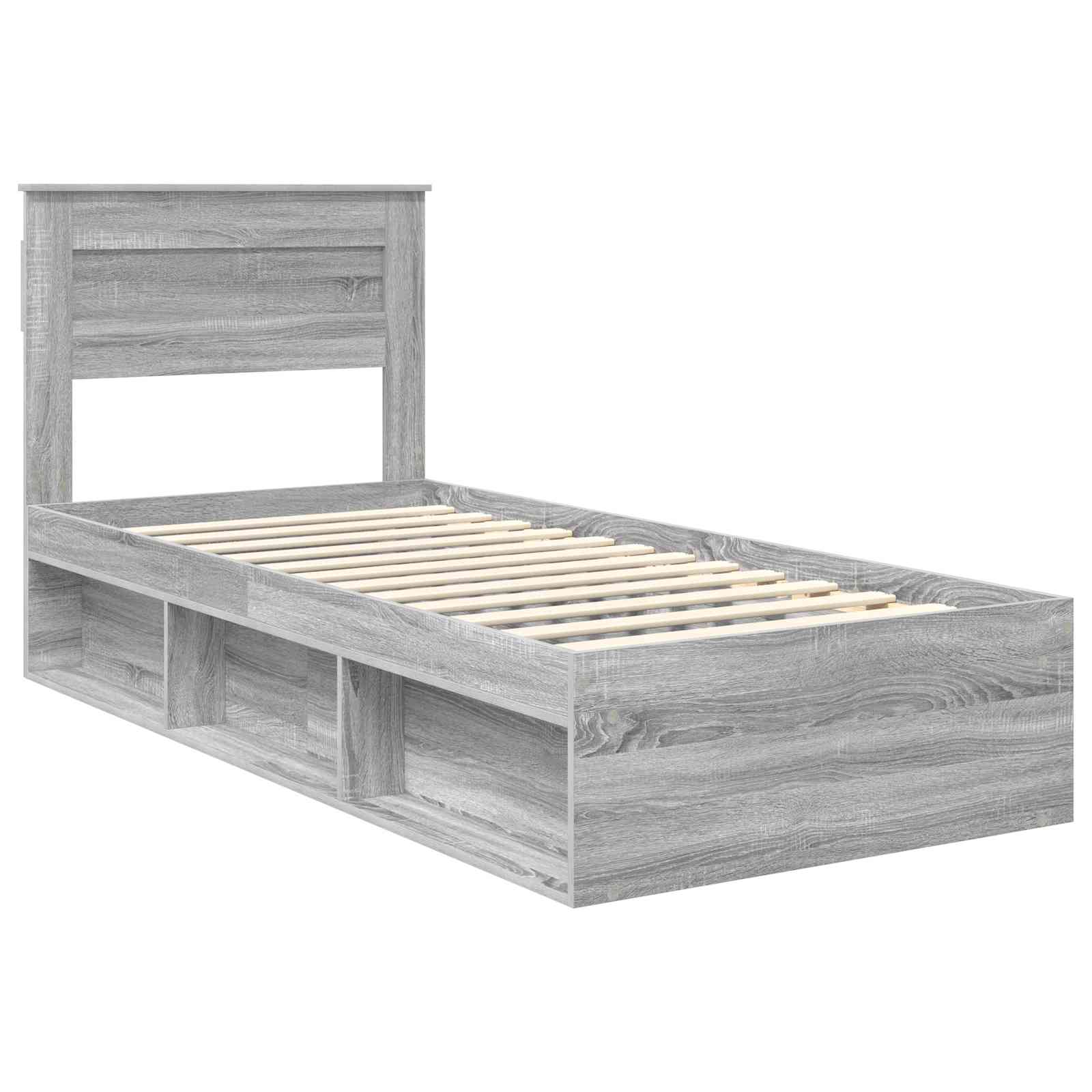 vidaXL Ramka łóżka Szary Sonoma 75 x 190 cm Lite drewno sosnowe