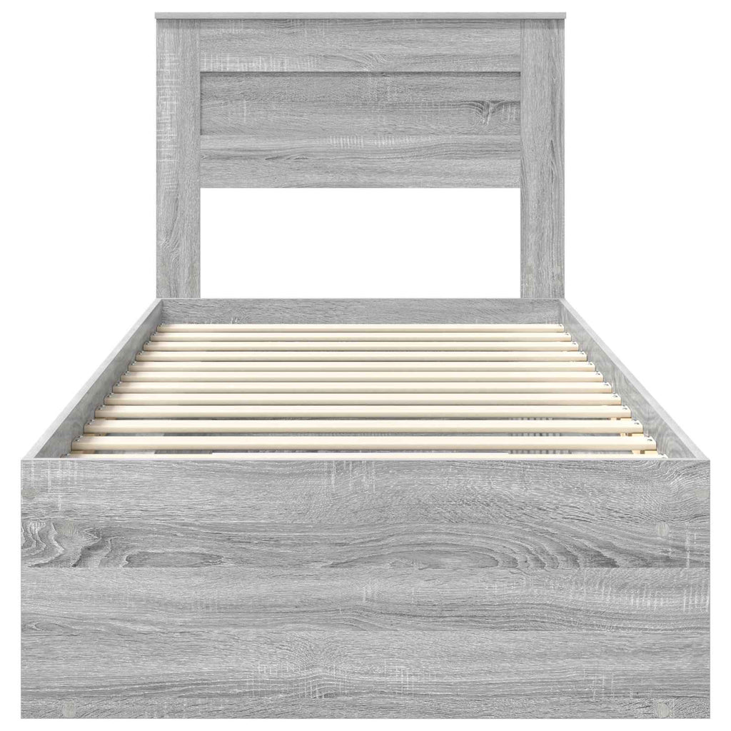 vidaXL Ramka łóżka Szary Sonoma 75 x 190 cm Lite drewno sosnowe