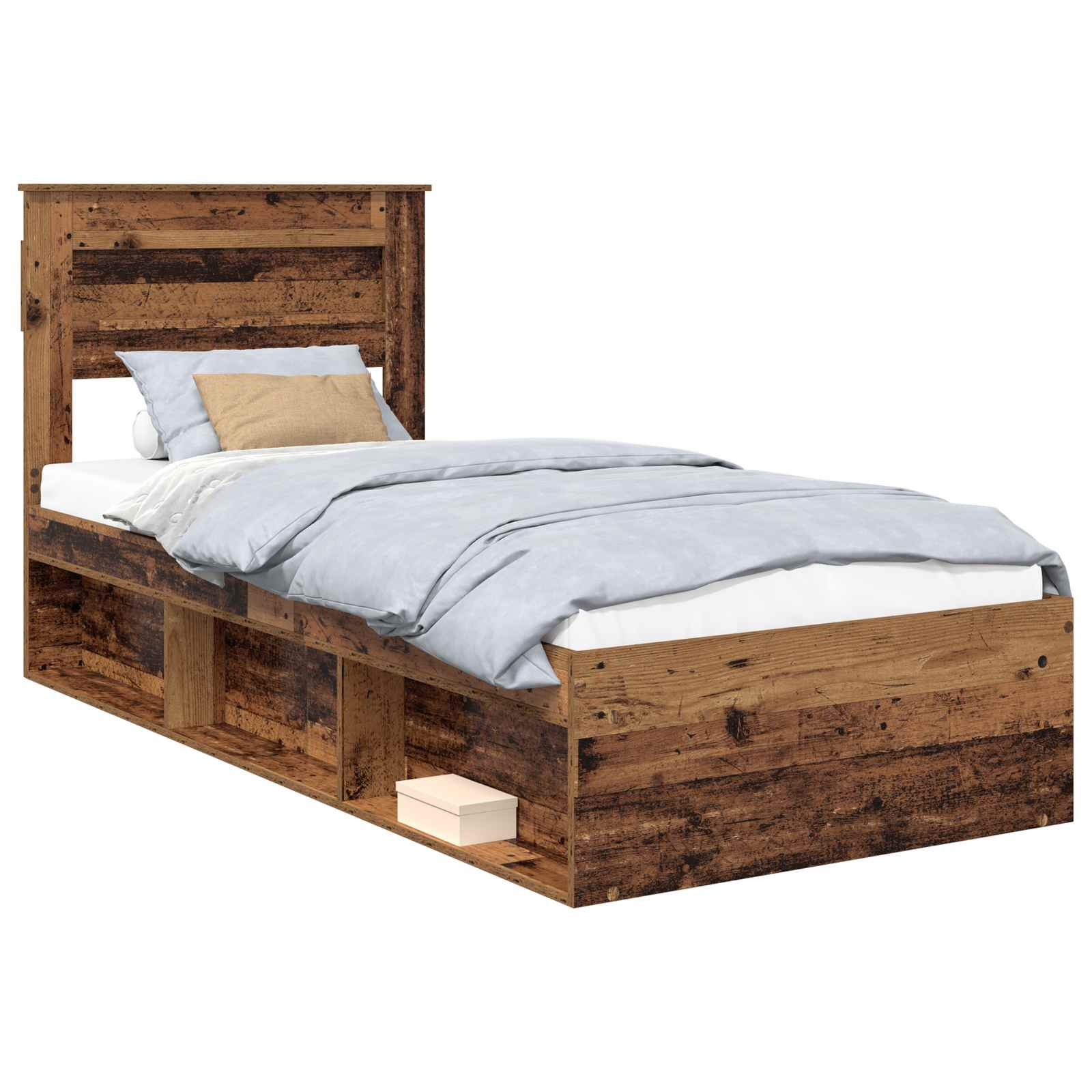 vidaXL Ramka łóżka Stare drewno 75 x 190 cm Lite drewno sosnowe