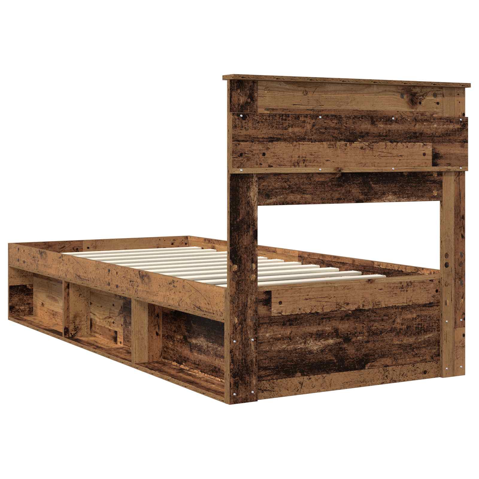 vidaXL Ramka łóżka Stare drewno 75 x 190 cm Lite drewno sosnowe