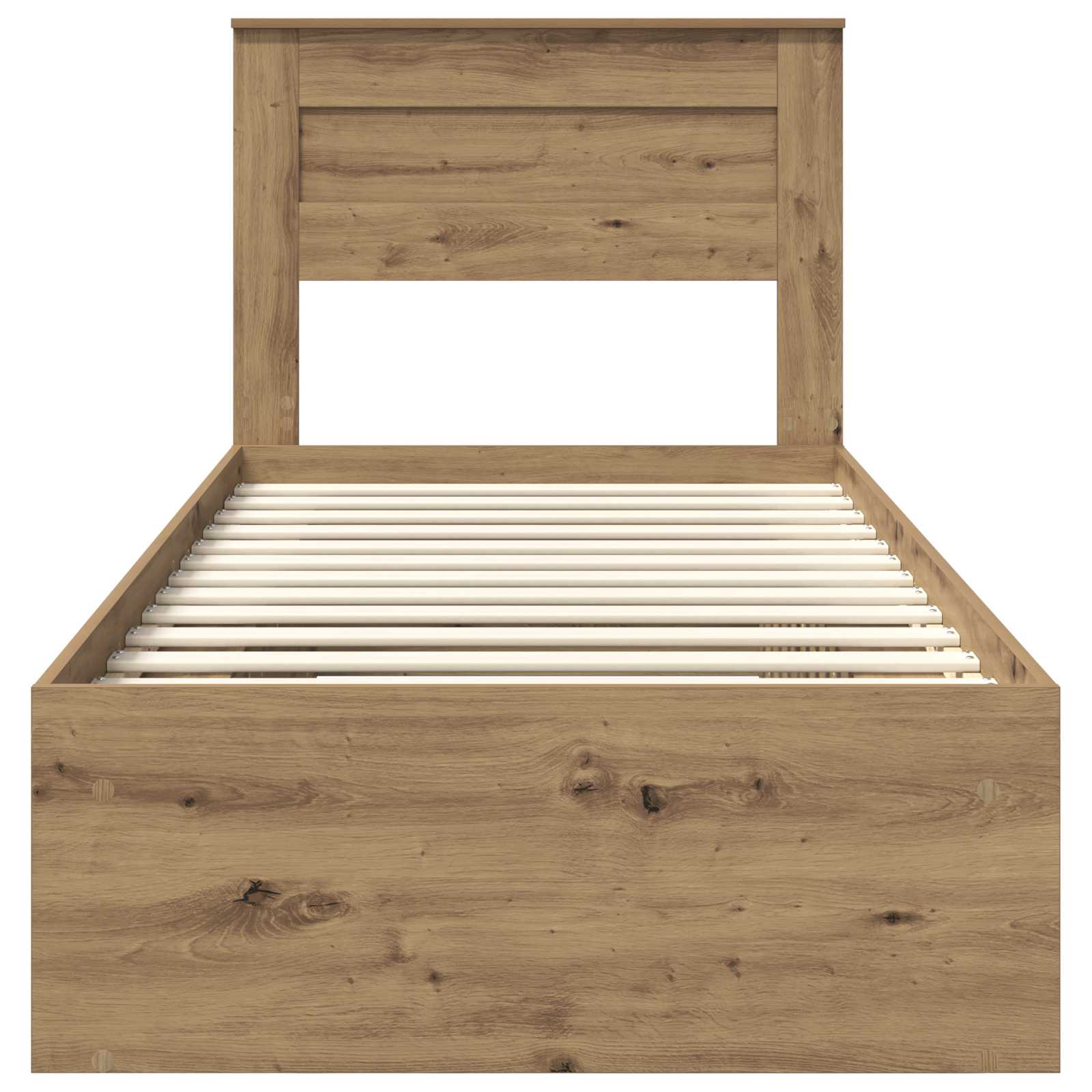 vidaXL Ramka łóżka Dąb rzemieślniczy 75 x 190 cm Lite drewno sosnowe
