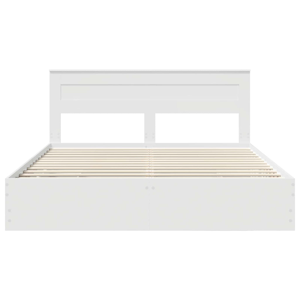 vidaXL Ramka łóżka z szufladą Biały 200 x 200 cm Drewno inżynieryjne