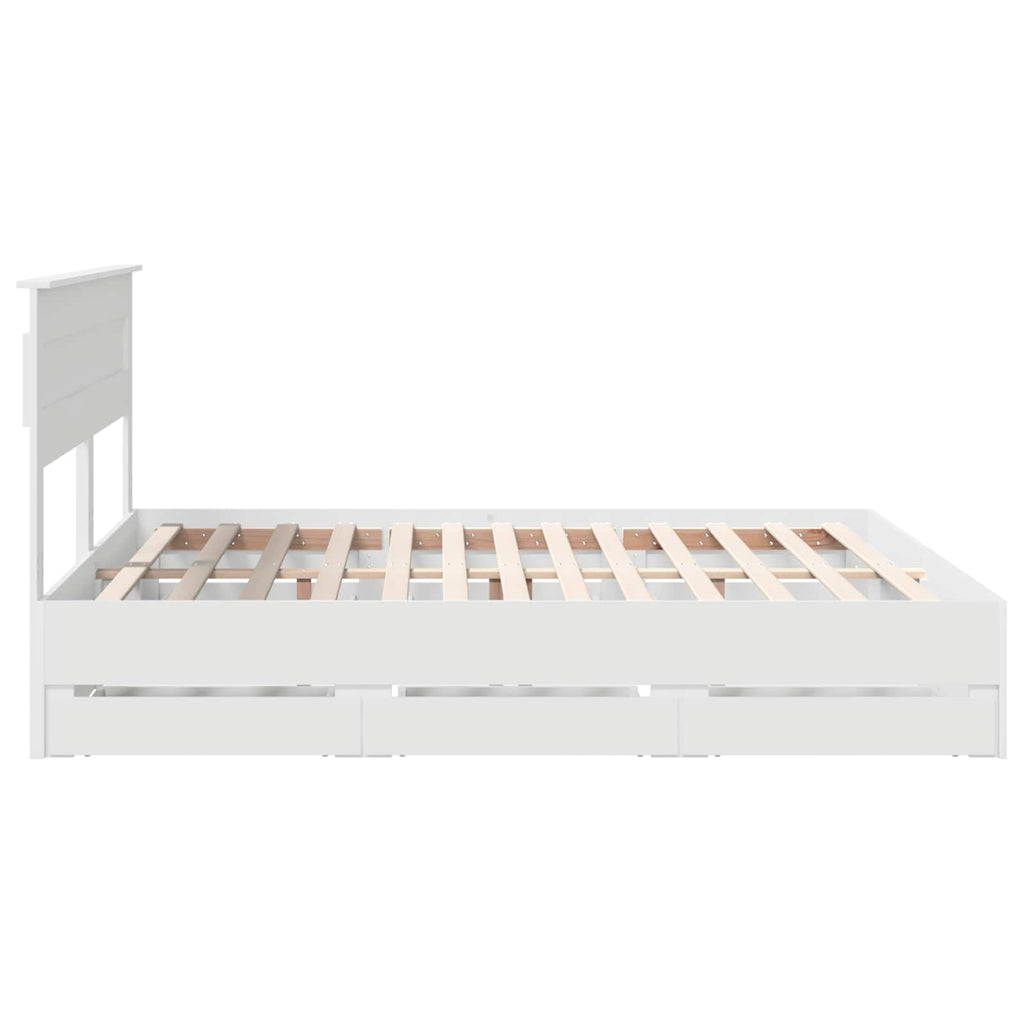 vidaXL Ramka łóżka z szufladą Biały 200 x 200 cm Drewno inżynieryjne