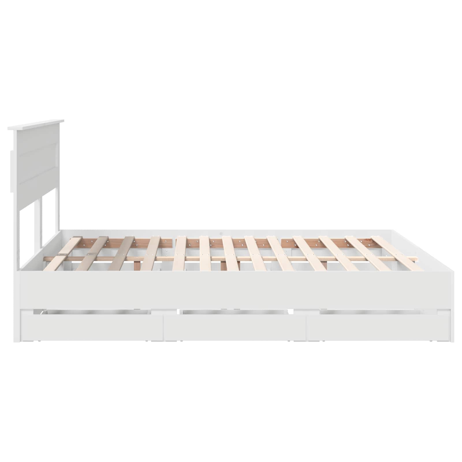 vidaXL Ramka łóżka z szufladą Biały 200 x 200 cm Drewno inżynieryjne