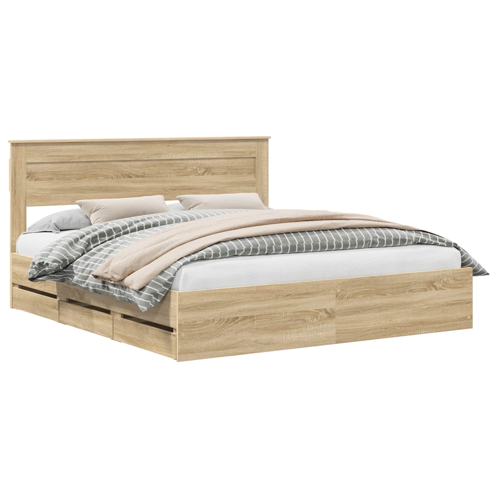 vidaXL Ramka łóżka Dąb Sonoma 200 x 200 cm Drewno inżynieryjne
