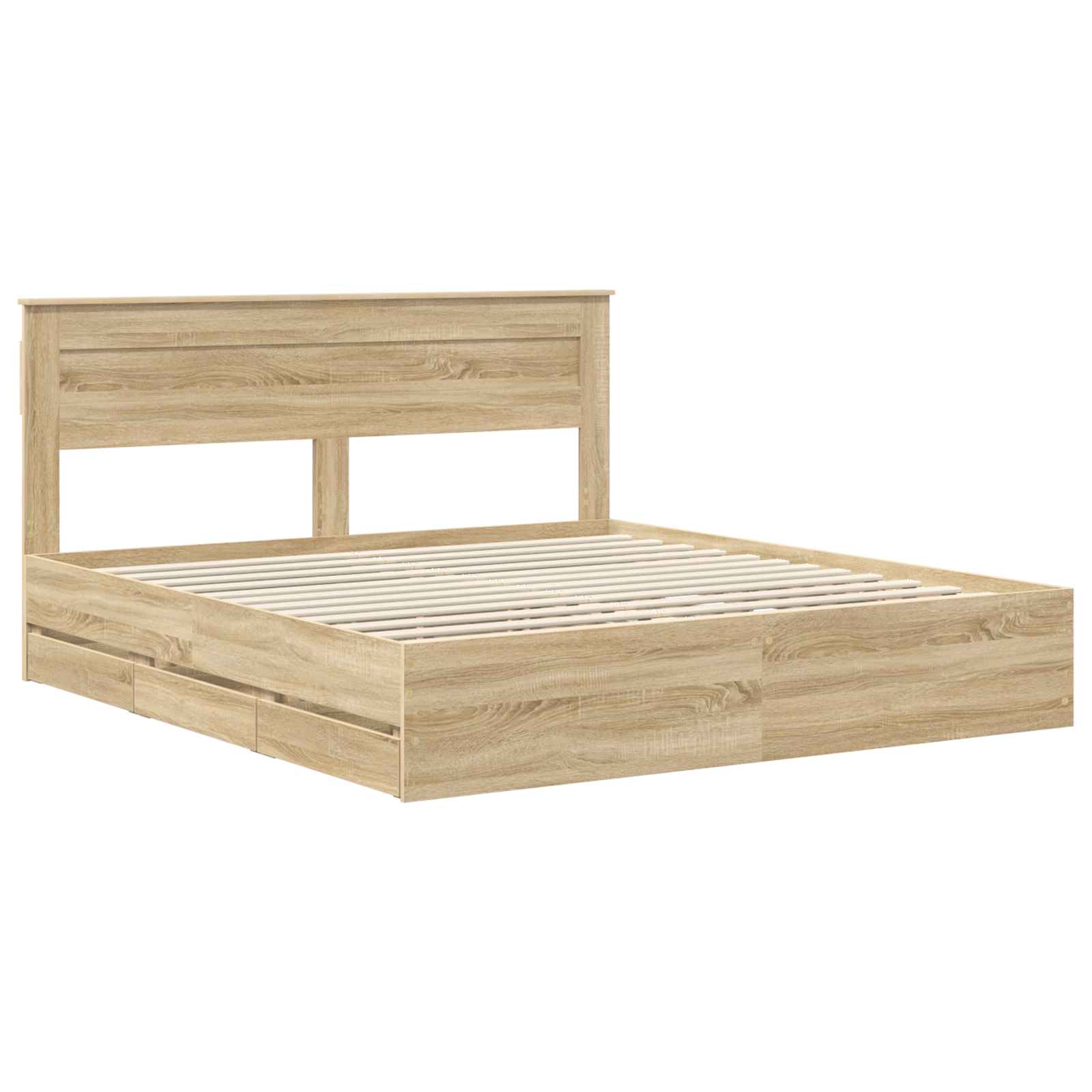 vidaXL Ramka łóżka Dąb Sonoma 200 x 200 cm Drewno inżynieryjne