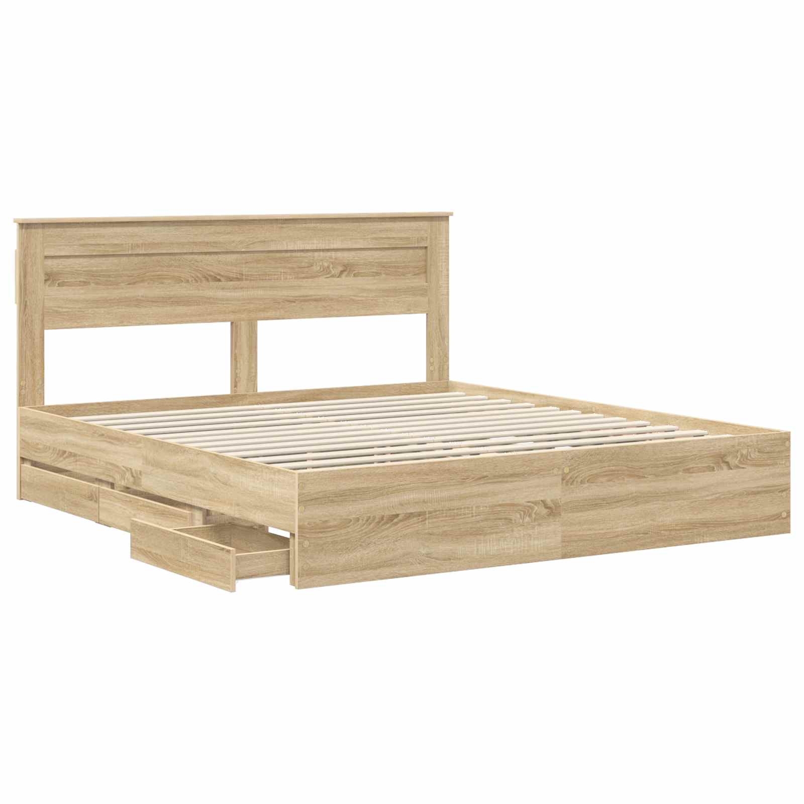 vidaXL Ramka łóżka Dąb Sonoma 200 x 200 cm Drewno inżynieryjne