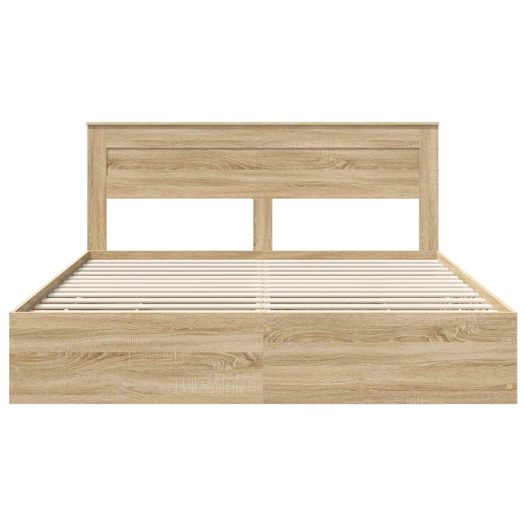 vidaXL Ramka łóżka Dąb Sonoma 200 x 200 cm Drewno inżynieryjne