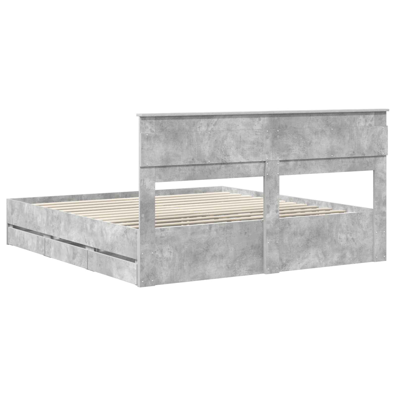 vidaXL Ramka łóżka Betonowy szary 200 x 200 cm Drewno inżynieryjne