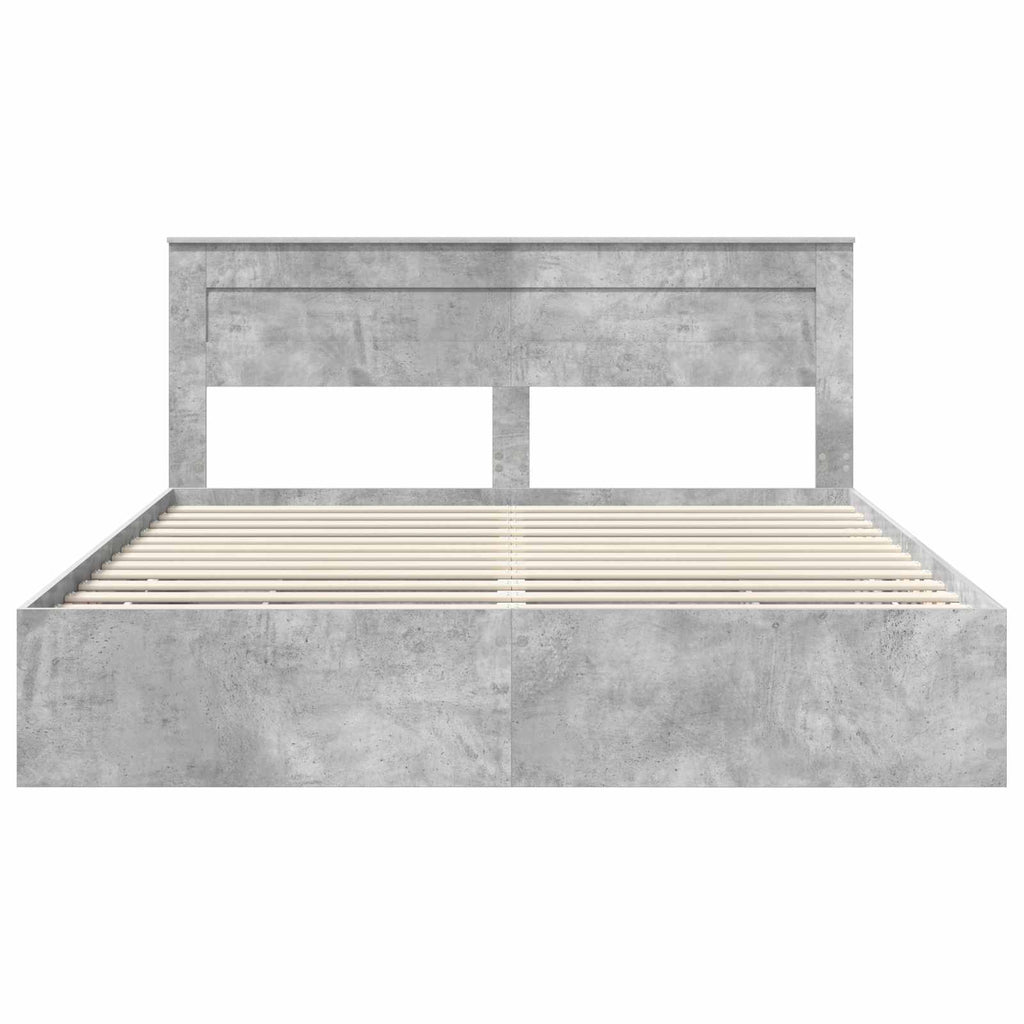 vidaXL Ramka łóżka Betonowy szary 200 x 200 cm Drewno inżynieryjne