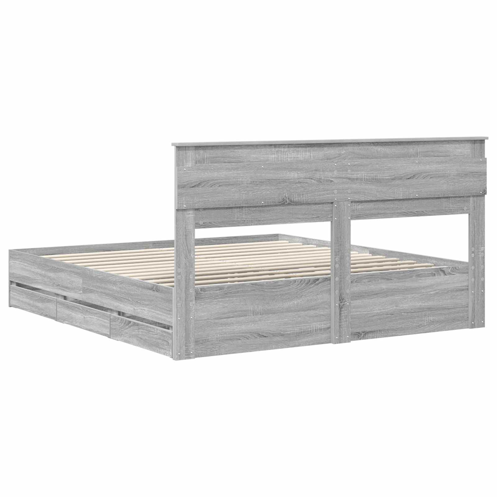 vidaXL Ramka łóżka Szary Sonoma 200 x 200 cm Drewno inżynieryjne