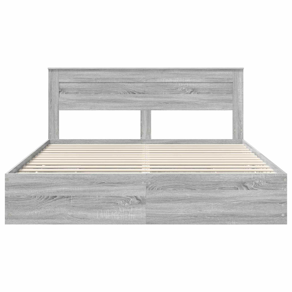 vidaXL Ramka łóżka Szary Sonoma 200 x 200 cm Drewno inżynieryjne