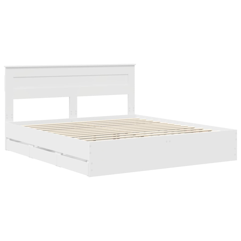 vidaXL Ramka łóżka z szufladą Biały 180 x 200 cm Drewno inżynieryjne