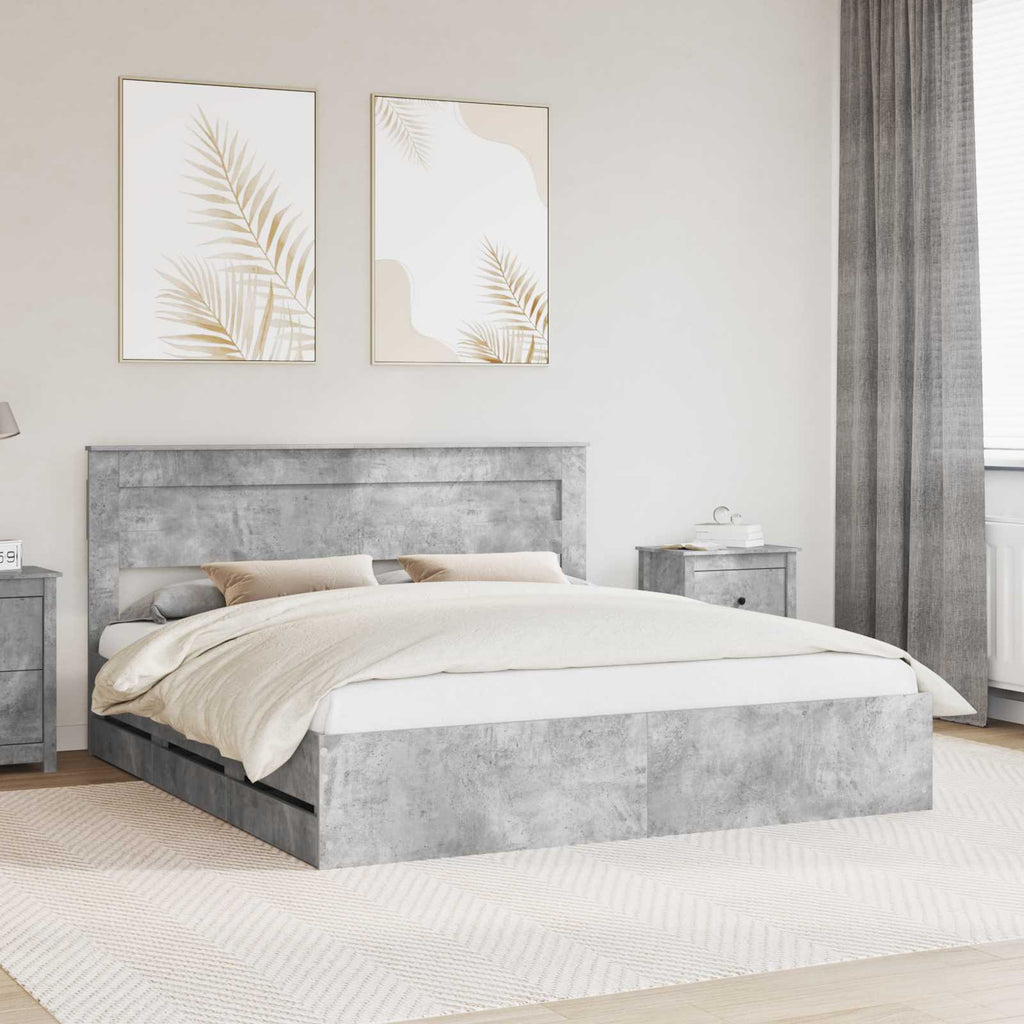 vidaXL Ramka łóżka Betonowy szary 180 x 200 cm Drewno inżynieryjne
