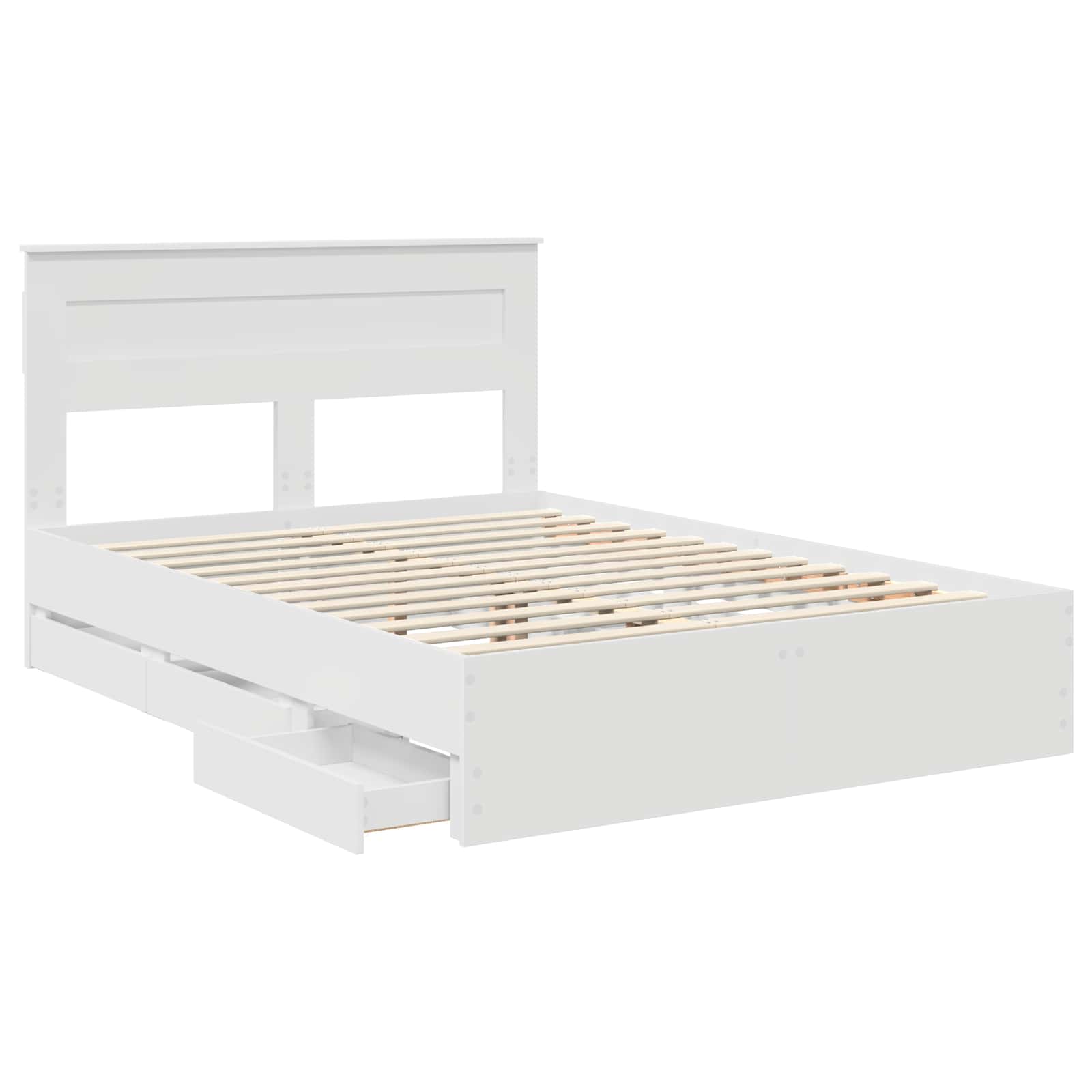 vidaXL Ramka łóżka z szufladą Biały 160 x 200 cm Drewno inżynieryjne