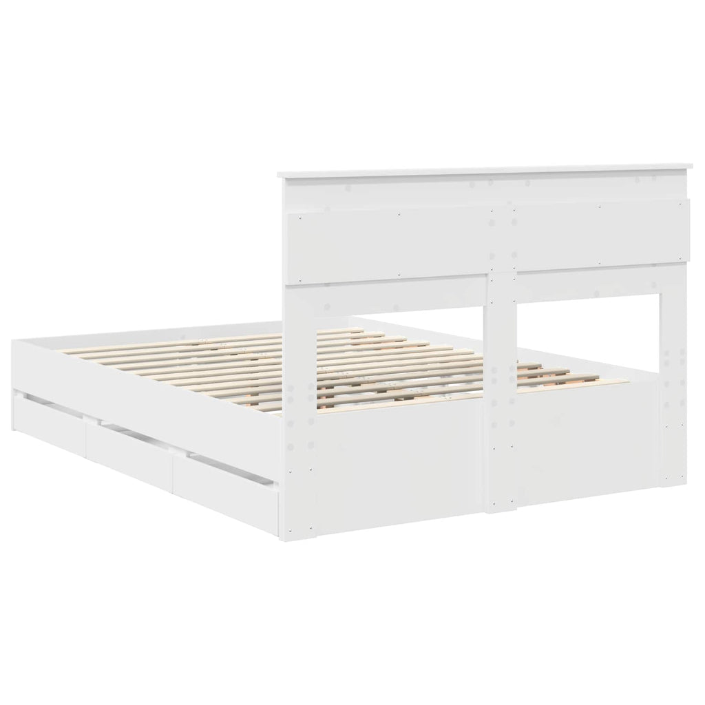 vidaXL Ramka łóżka z szufladą Biały 160 x 200 cm Drewno inżynieryjne