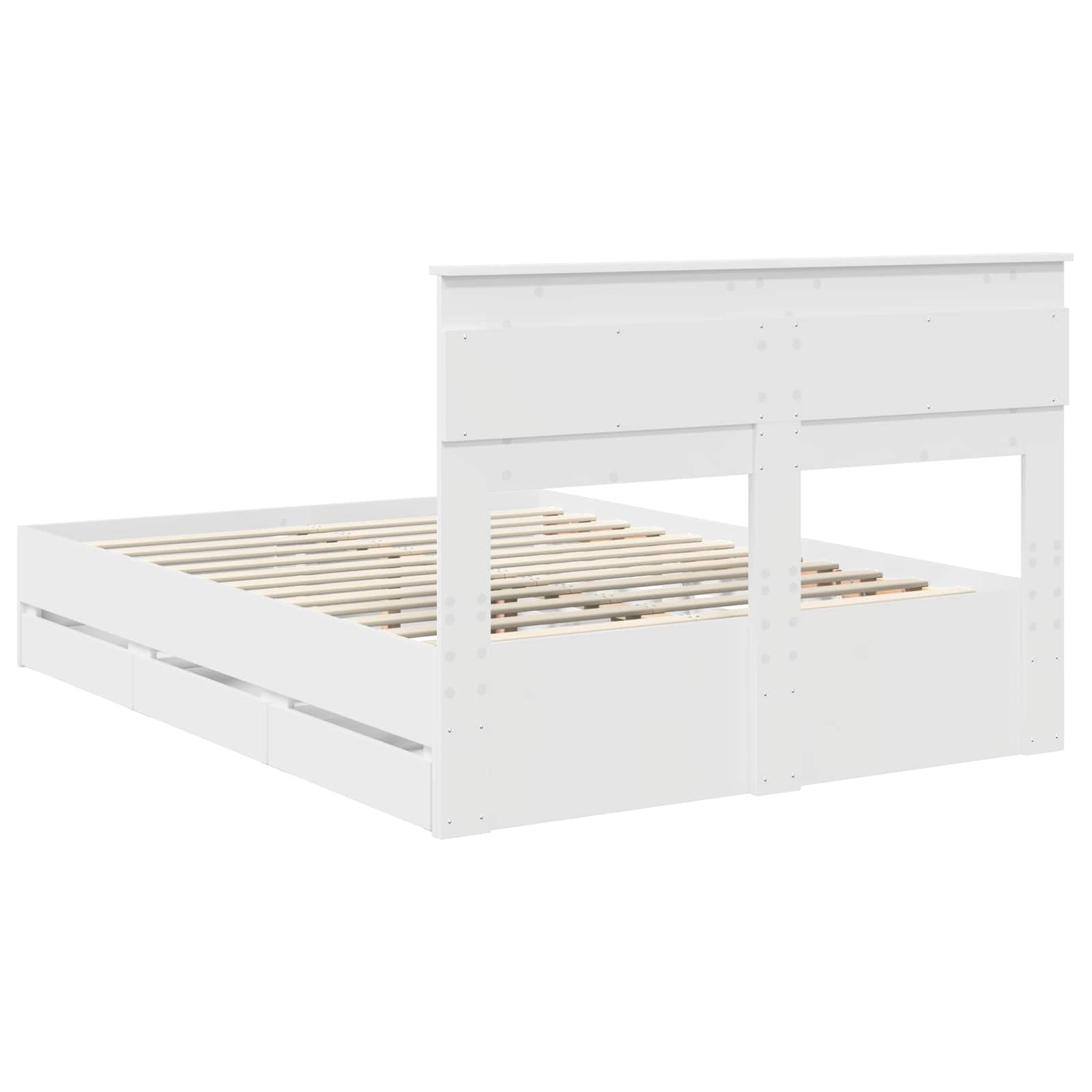 vidaXL Ramka łóżka z szufladą Biały 160 x 200 cm Drewno inżynieryjne