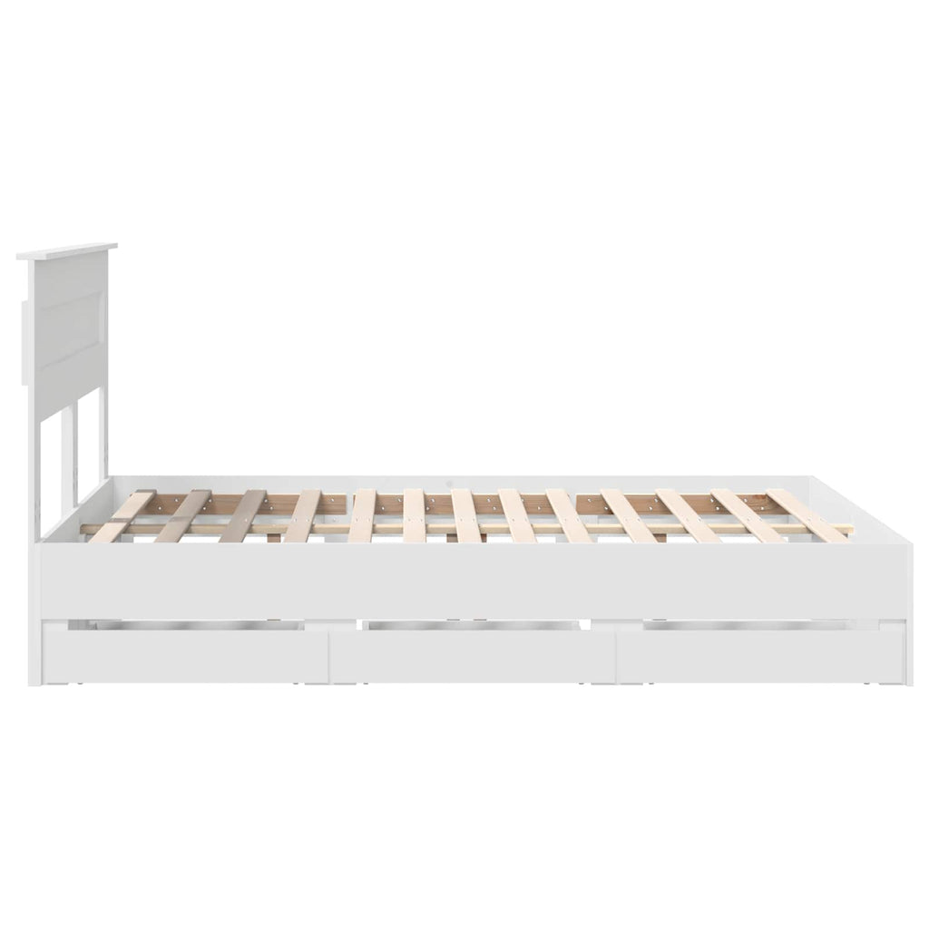 vidaXL Ramka łóżka z szufladą Biały 160 x 200 cm Drewno inżynieryjne