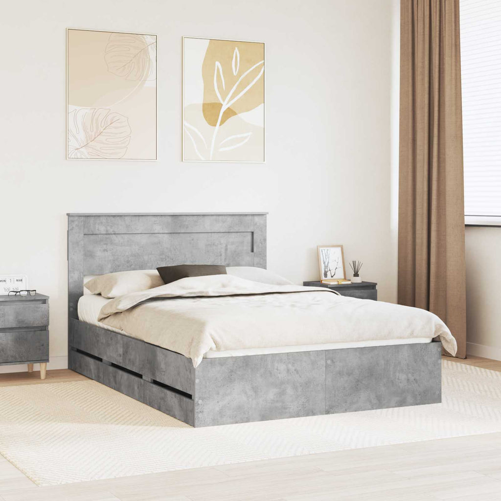 vidaXL Ramka łóżka Betonowy szary 160 x 200 cm Drewno inżynieryjne