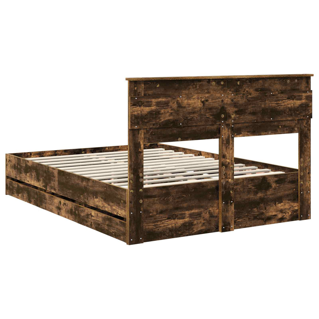 vidaXL Ramka łóżka Dąb wędzony 160 x 200 cm Drewno inżynieryjne