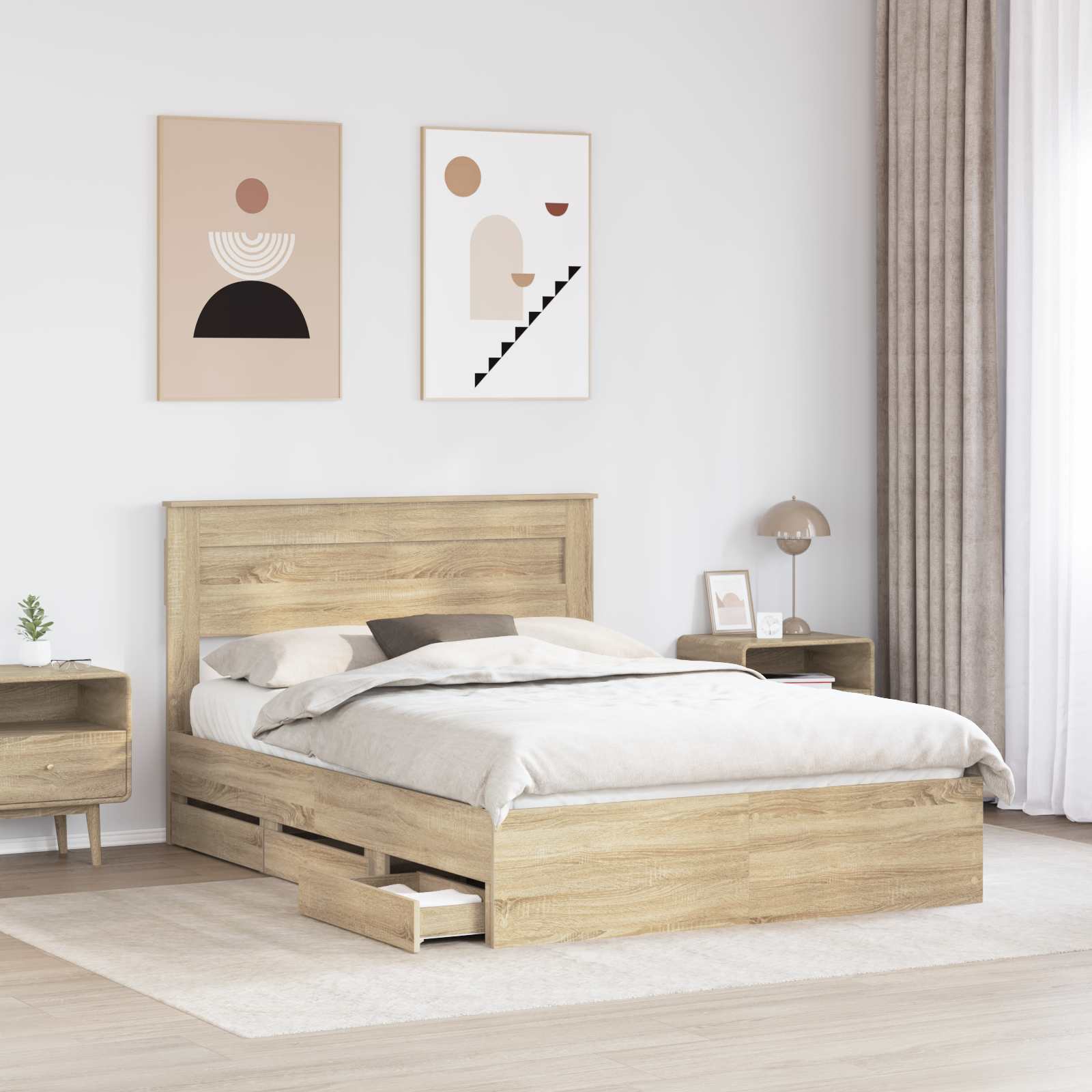 vidaXL Ramka łóżka Dąb Sonoma 150 x 200 cm Drewno inżynieryjne