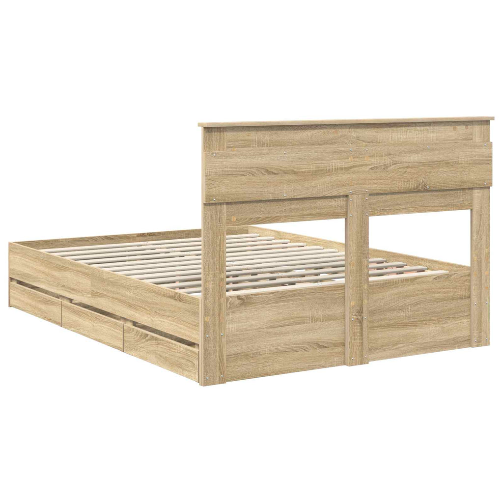 vidaXL Ramka łóżka Dąb Sonoma 150 x 200 cm Drewno inżynieryjne