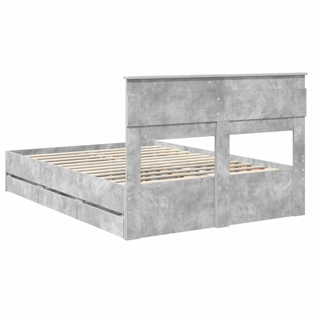 vidaXL Ramka łóżka Betonowy szary 150 x 200 cm Drewno inżynieryjne