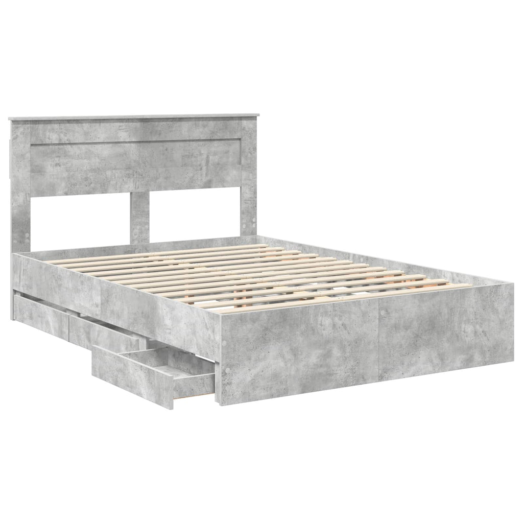 vidaXL Ramka łóżka Betonowy szary 140 x 190 cm Drewno inżynieryjne