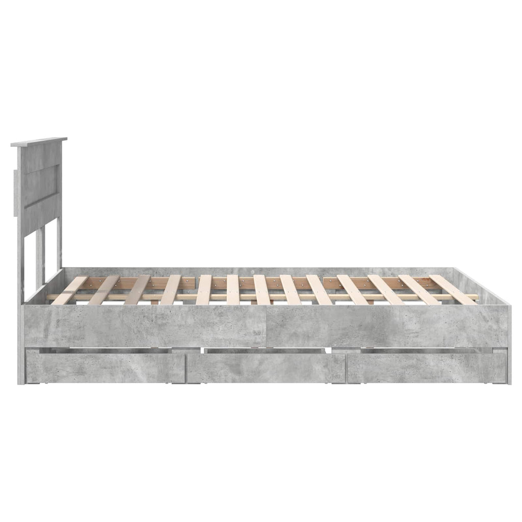 vidaXL Ramka łóżka Betonowy szary 140 x 190 cm Drewno inżynieryjne