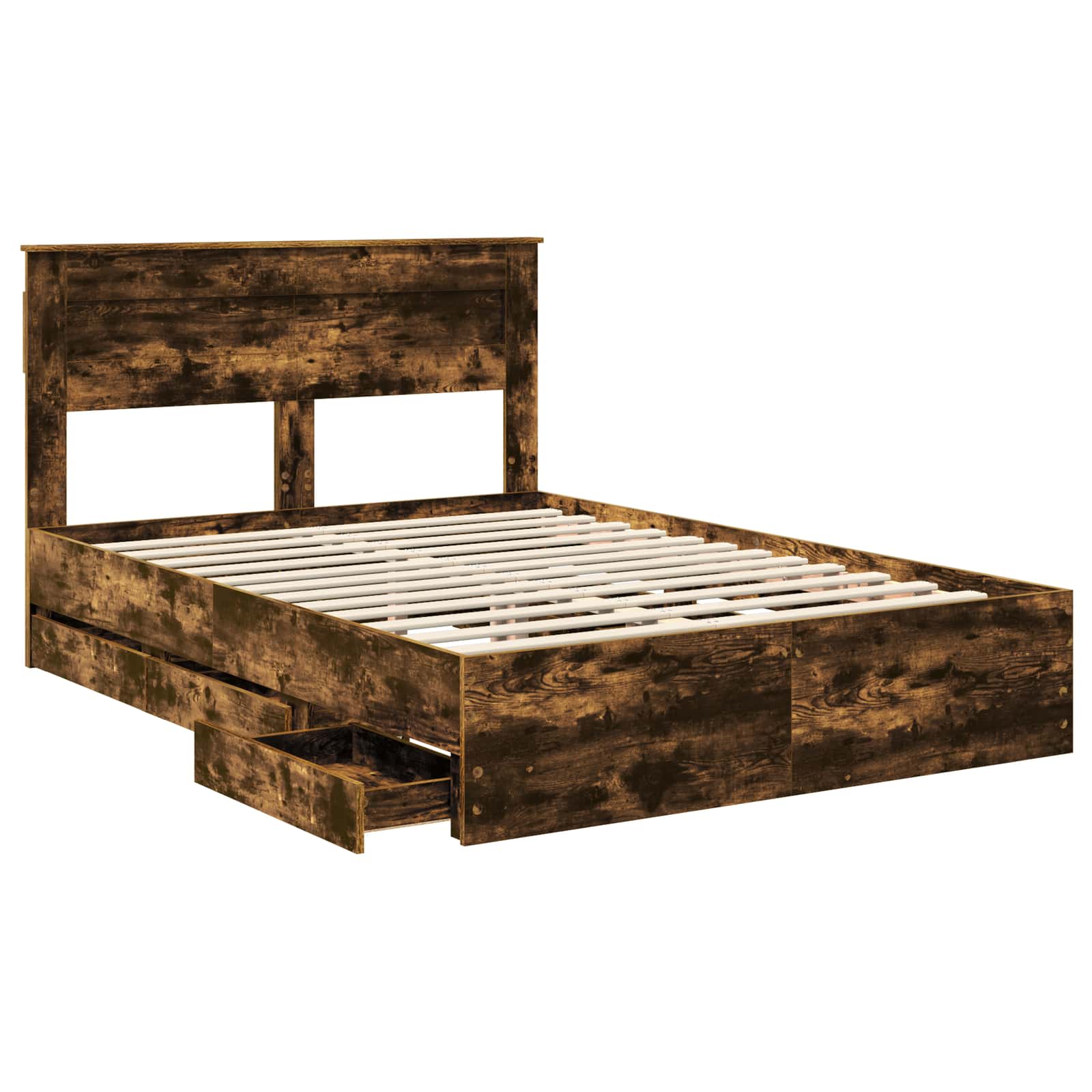 vidaXL Ramka łóżka Dąb wędzony 140 x 190 cm Drewno inżynieryjne