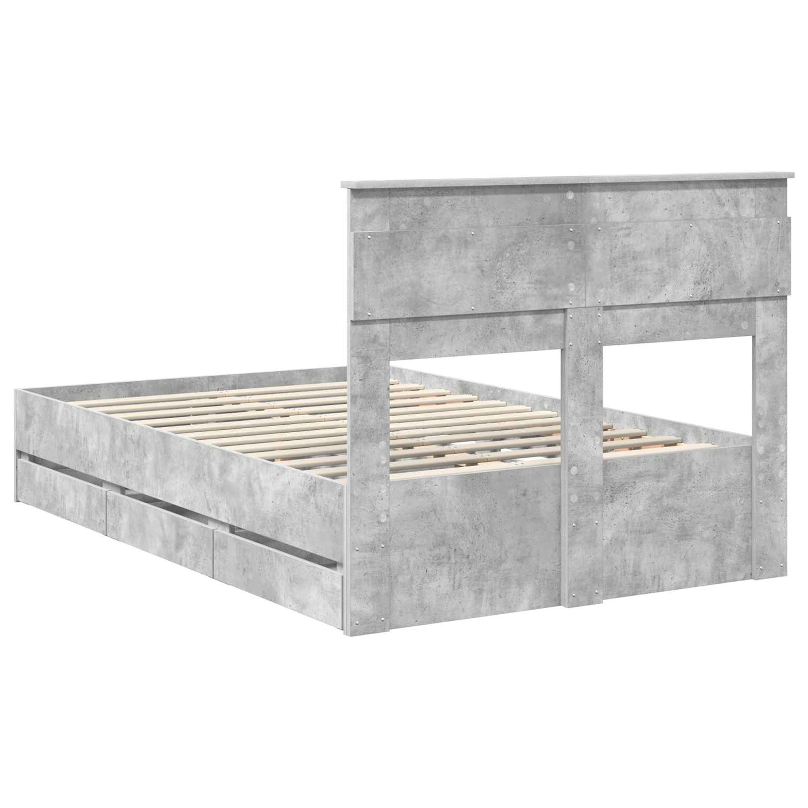vidaXL Ramka łóżka Betonowy szary 135 x 190 cm Drewno inżynieryjne