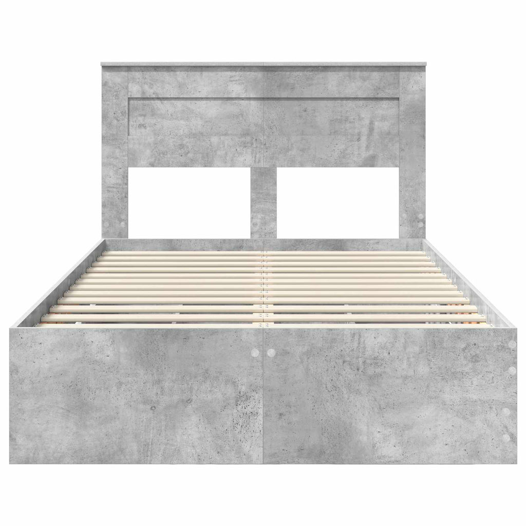 vidaXL Ramka łóżka Betonowy szary 135 x 190 cm Drewno inżynieryjne