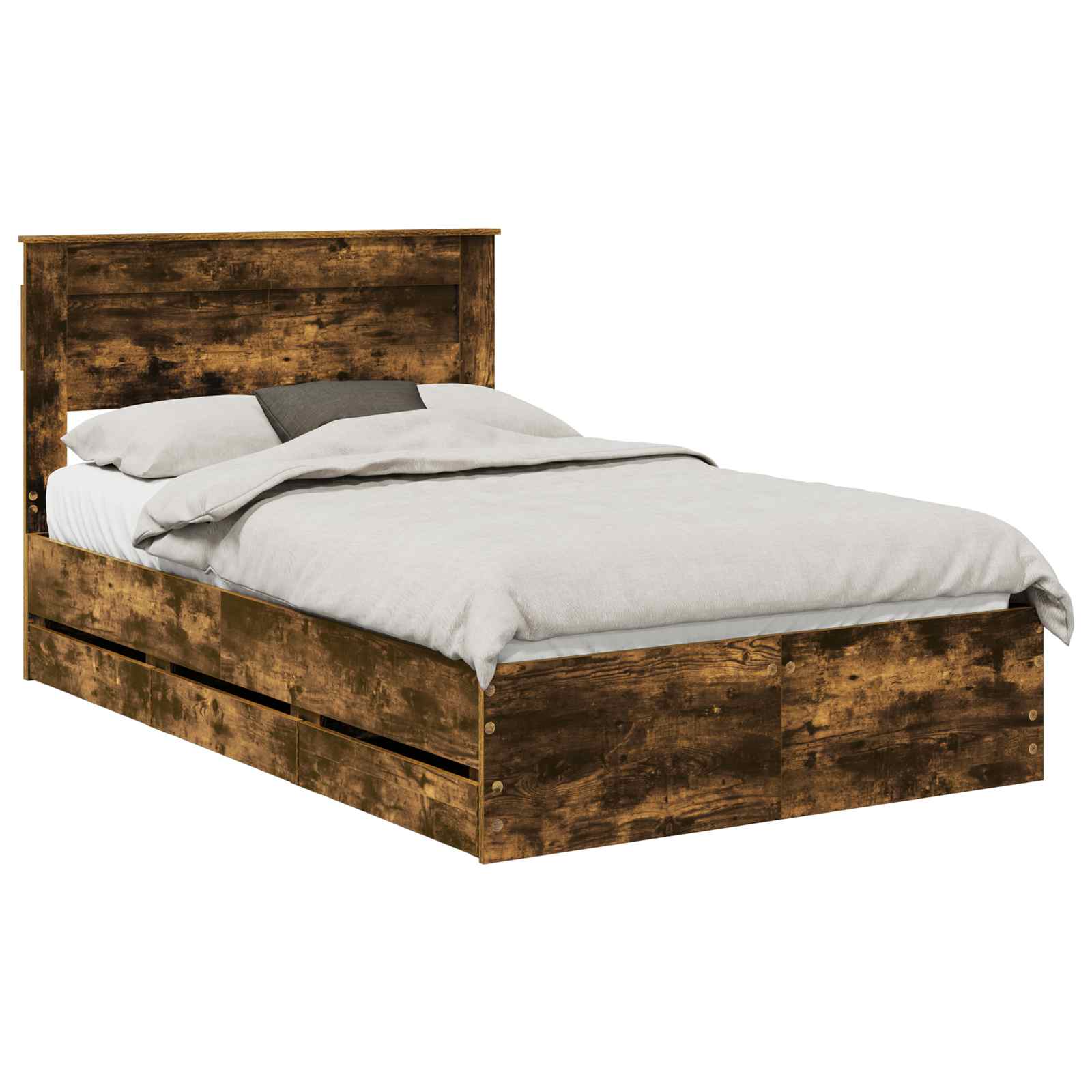 vidaXL Ramka łóżka Dąb wędzony 135 x 190 cm Drewno inżynieryjne