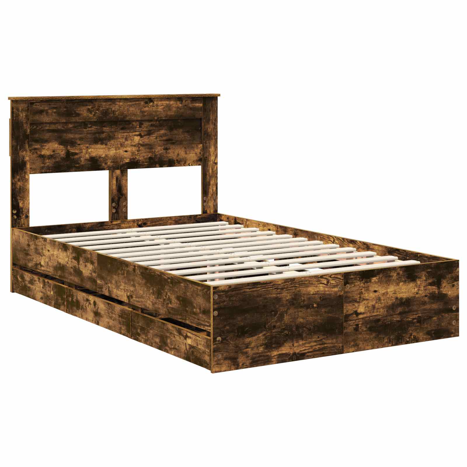 vidaXL Ramka łóżka Dąb wędzony 135 x 190 cm Drewno inżynieryjne