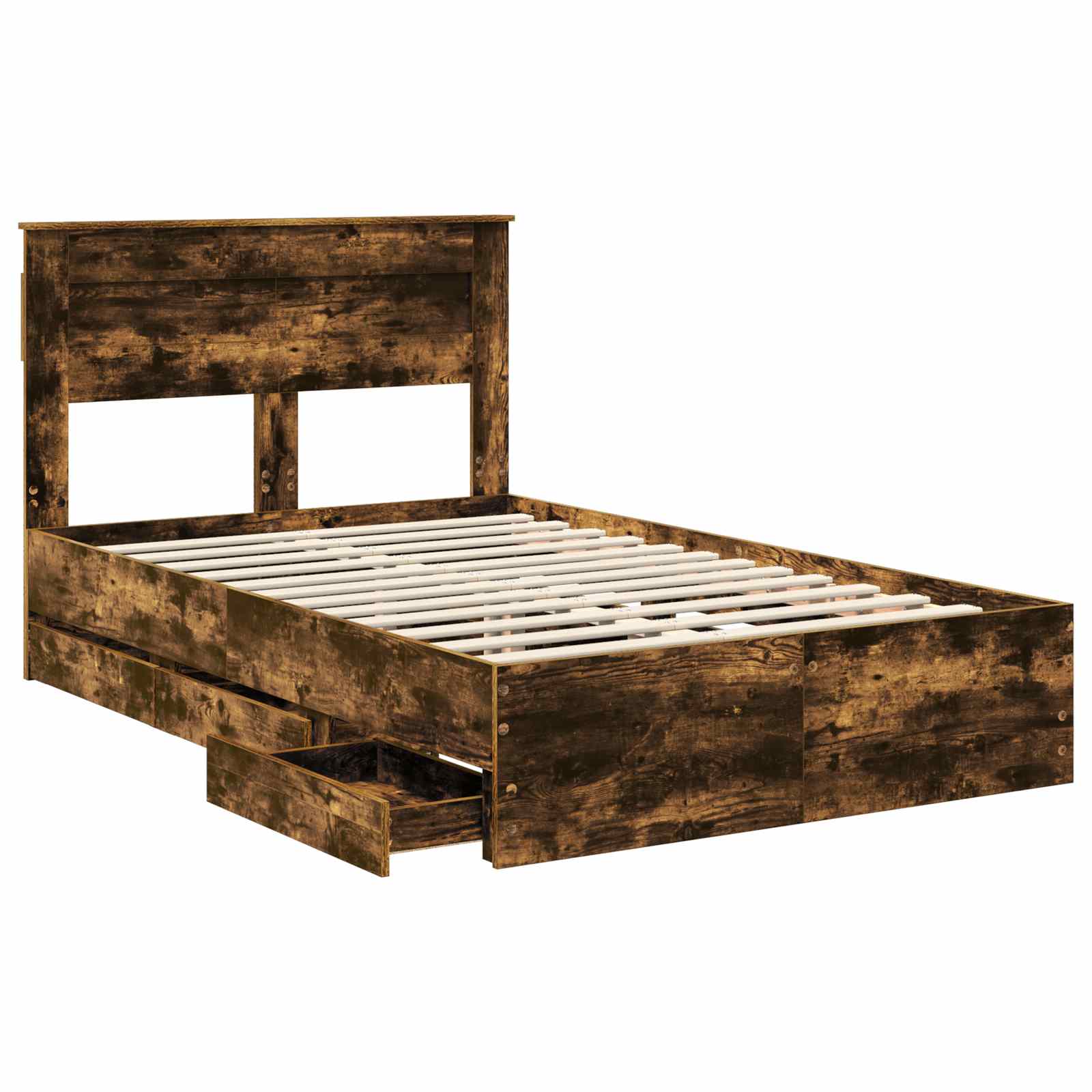 vidaXL Ramka łóżka Dąb wędzony 135 x 190 cm Drewno inżynieryjne