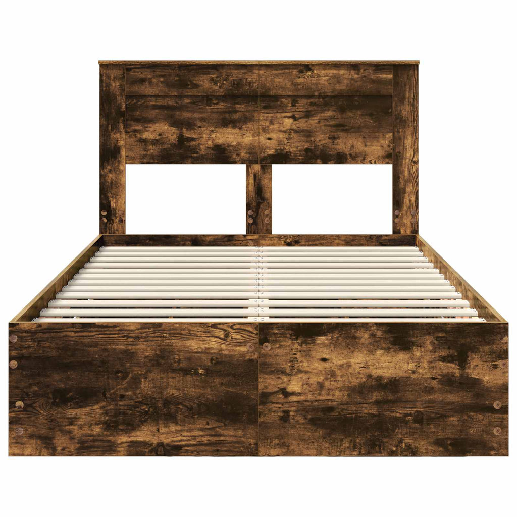 vidaXL Ramka łóżka Dąb wędzony 135 x 190 cm Drewno inżynieryjne