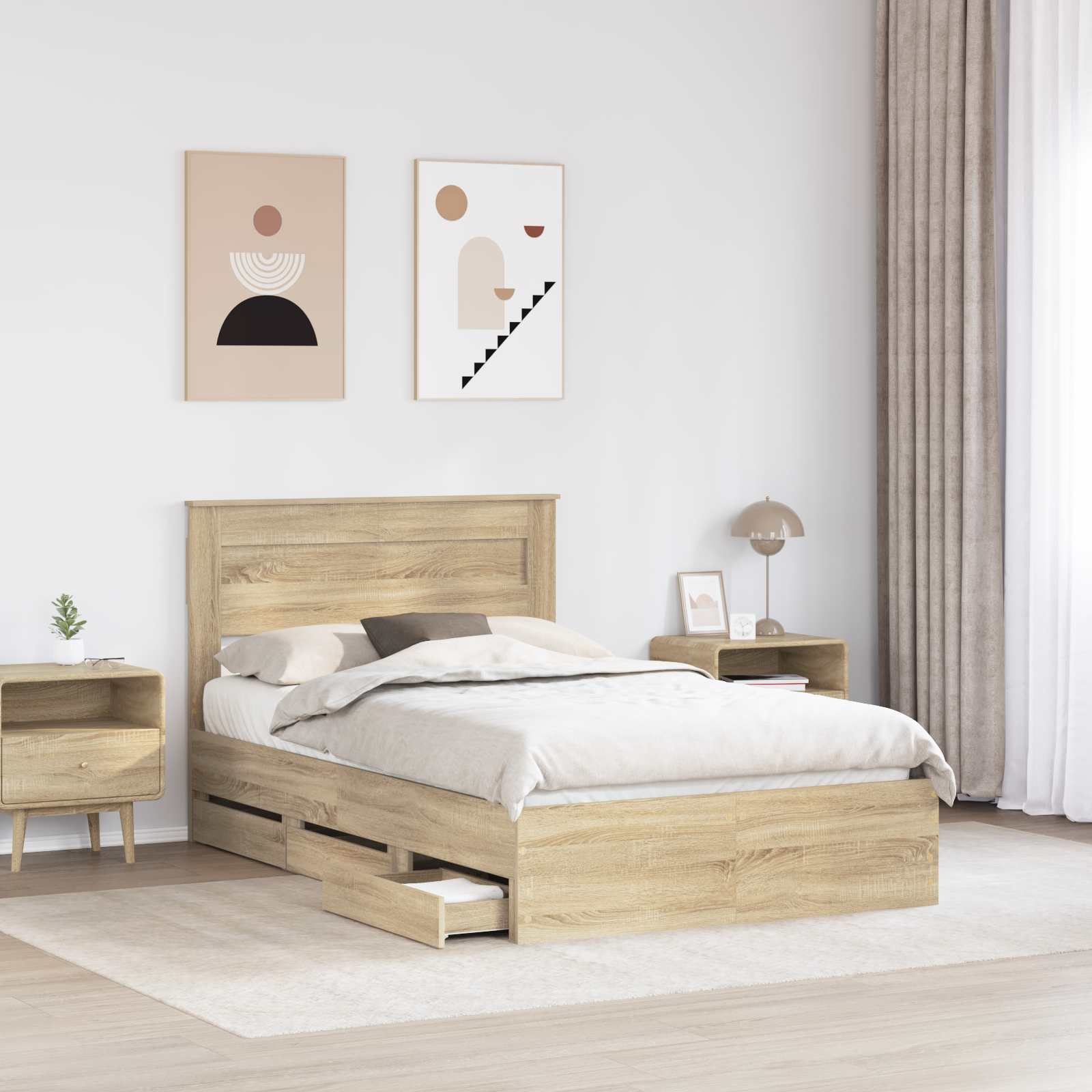 vidaXL Ramka łóżka Dąb Sonoma 120 x 190 cm Drewno inżynieryjne