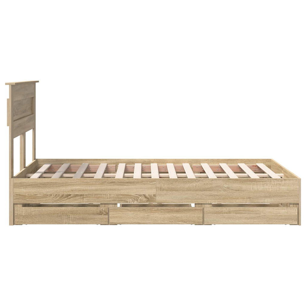 vidaXL Ramka łóżka Dąb Sonoma 120 x 190 cm Drewno inżynieryjne