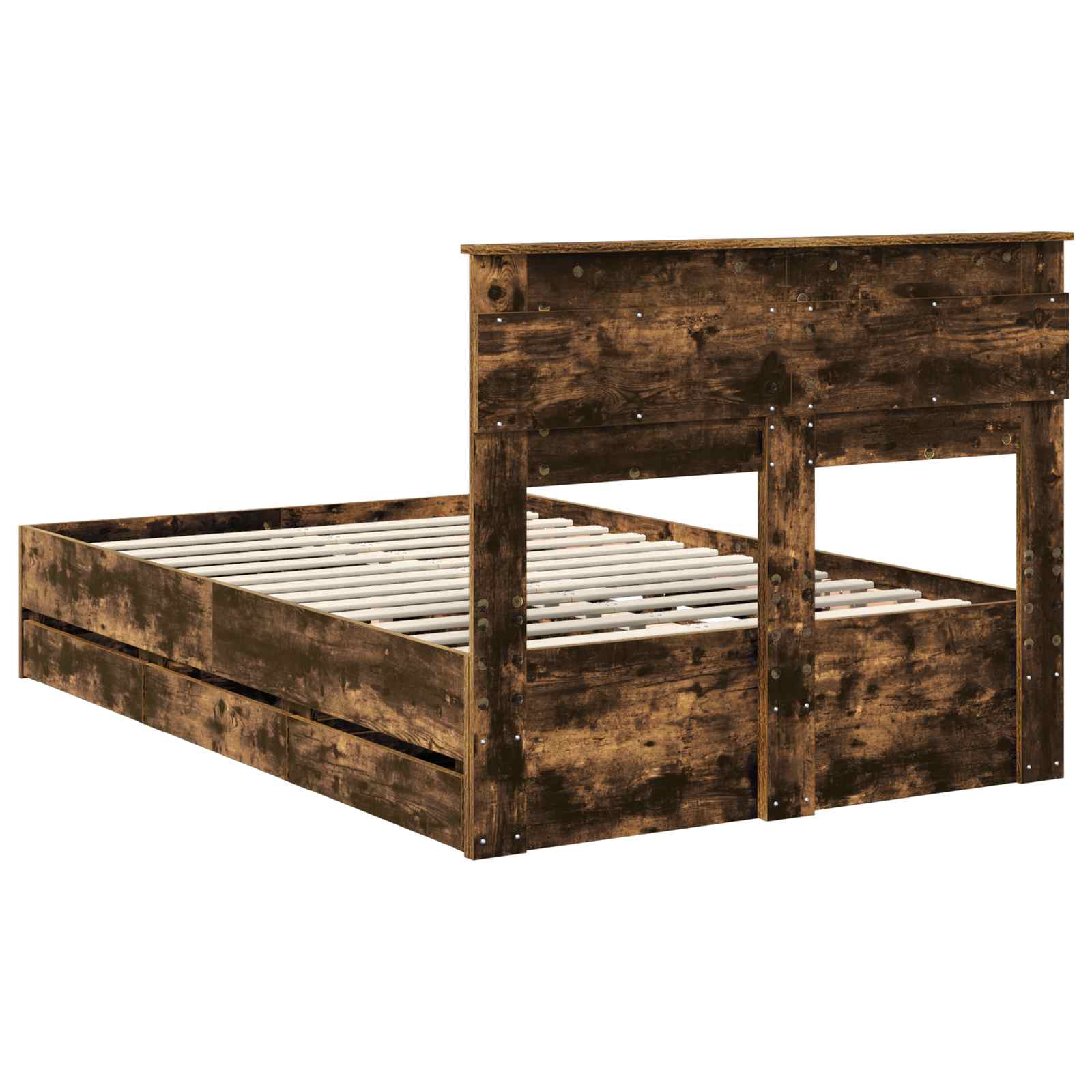 vidaXL Ramka łóżka Dąb wędzony 120 x 190 cm Drewno inżynieryjne