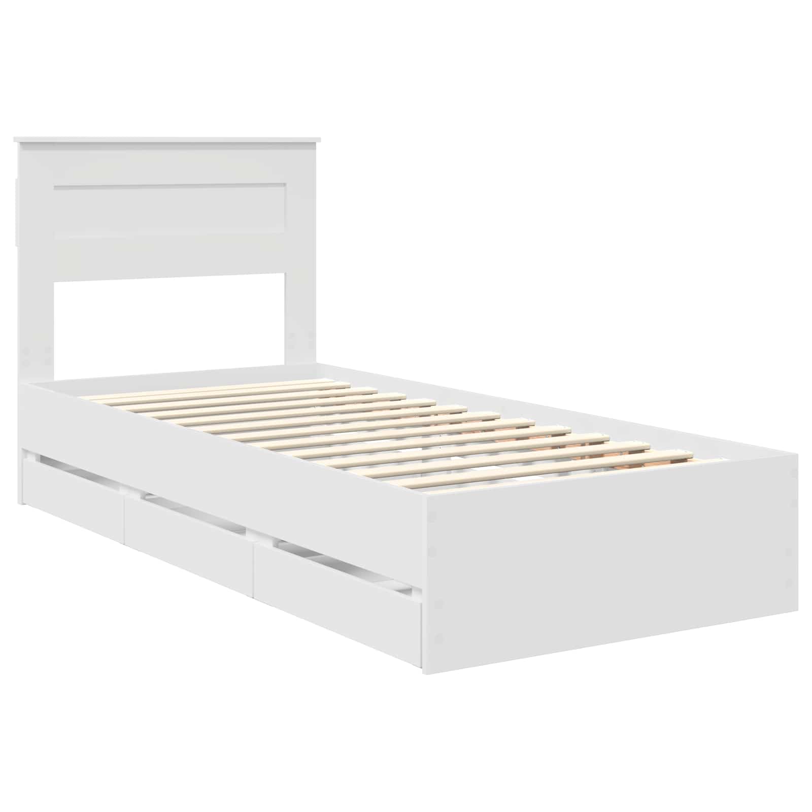 vidaXL Ramka łóżka z szufladą Biały 100 x 200 cm Drewno inżynieryjne