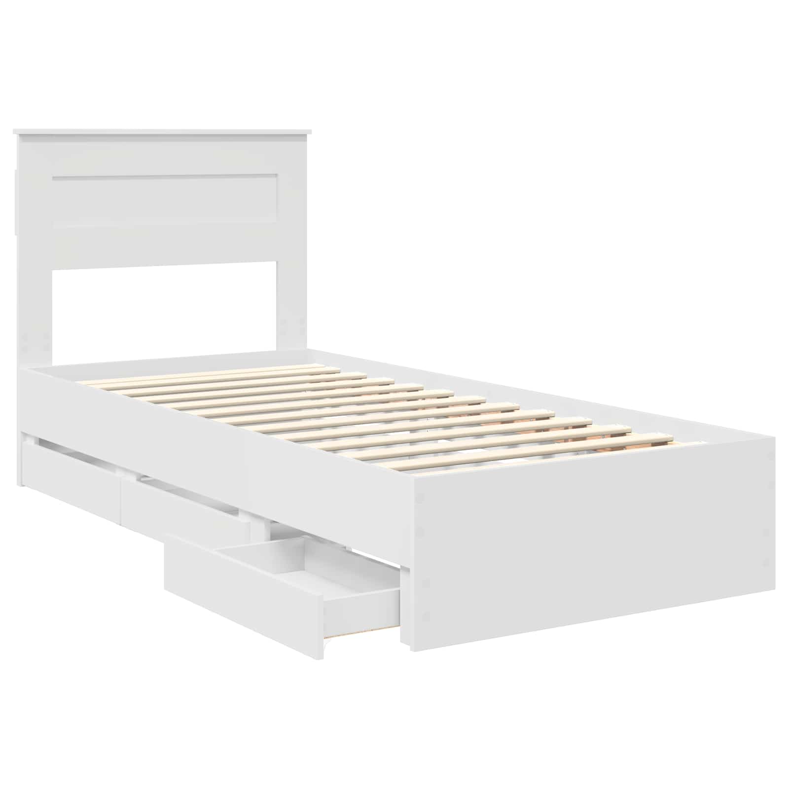 vidaXL Ramka łóżka z szufladą Biały 100 x 200 cm Drewno inżynieryjne