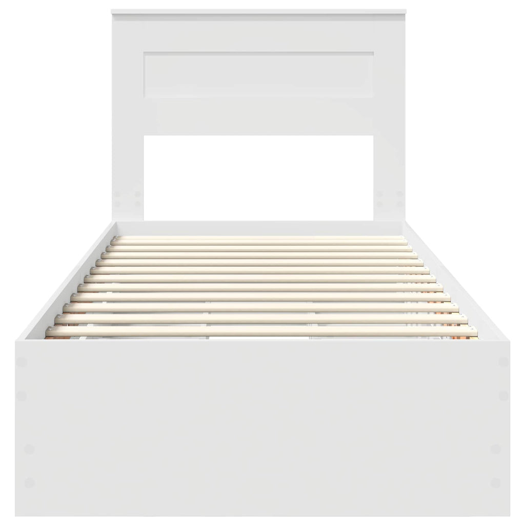 vidaXL Ramka łóżka z szufladą Biały 100 x 200 cm Drewno inżynieryjne