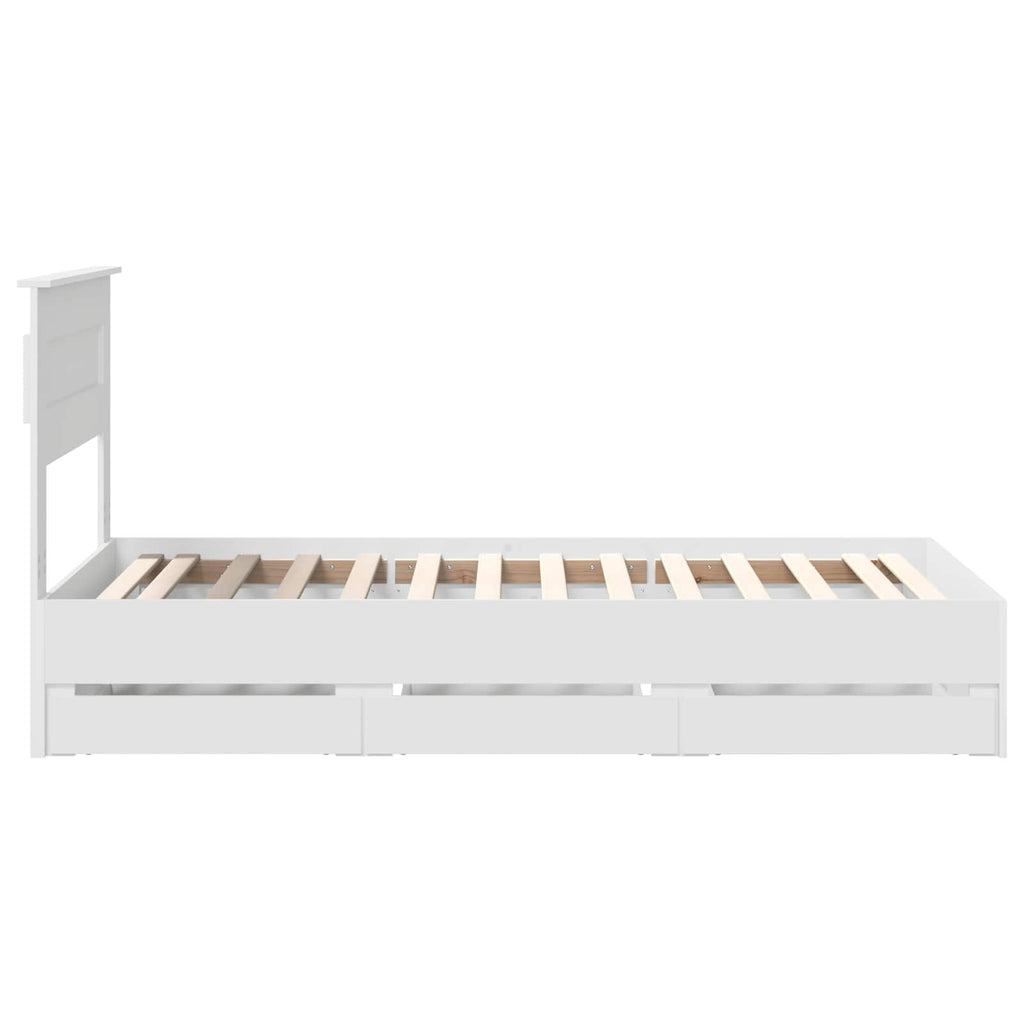 vidaXL Ramka łóżka z szufladą Biały 100 x 200 cm Drewno inżynieryjne
